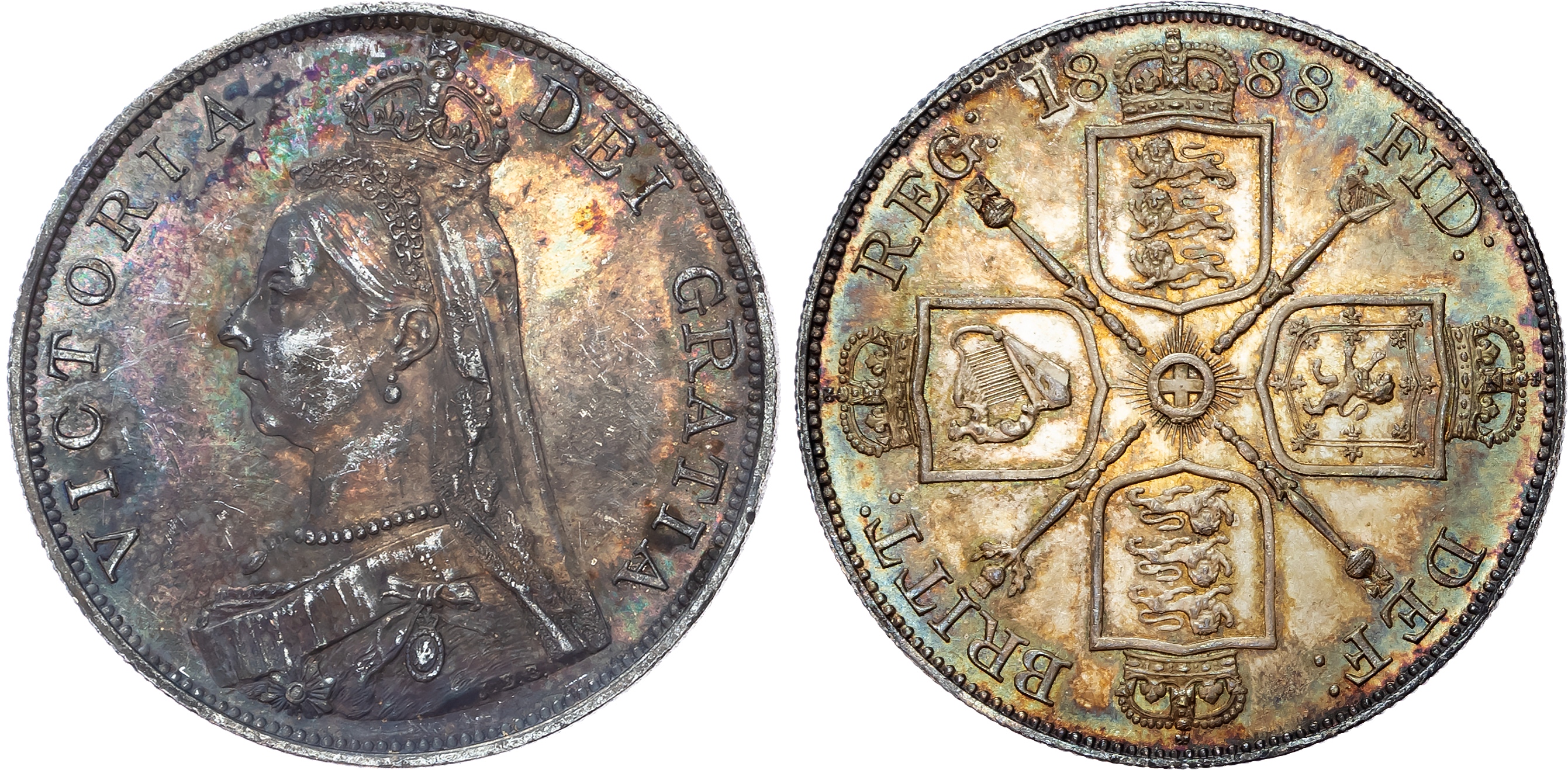 Victoria (1837-1901) Double Florin, 1888, Jubilee issue.