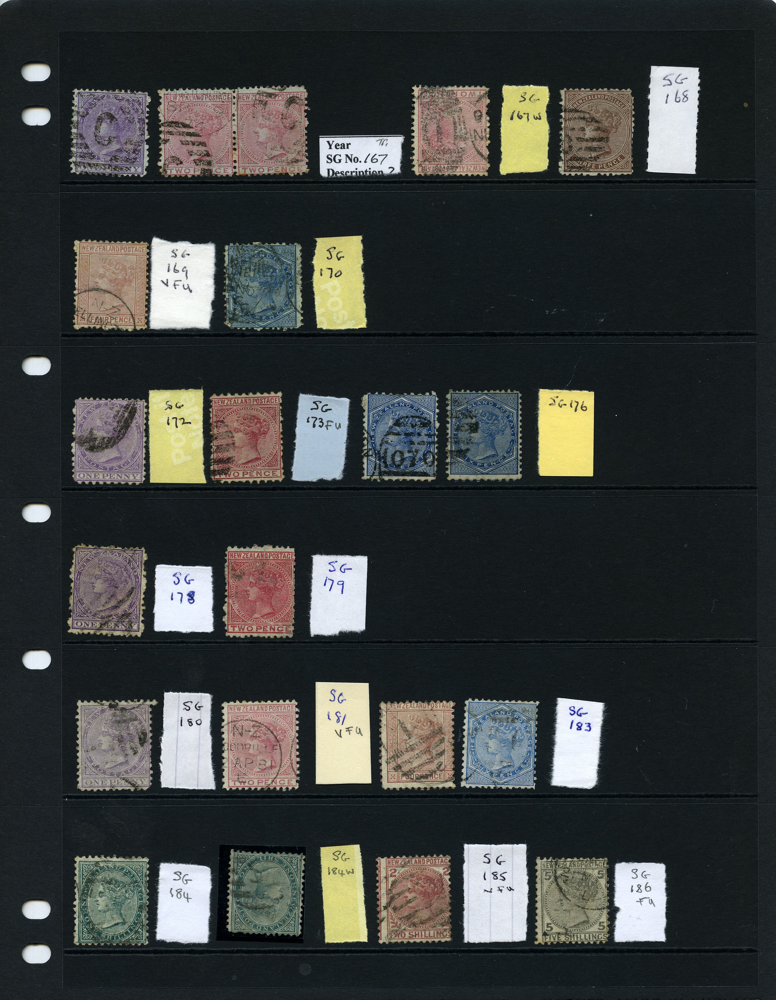 1874-8 blued paper watermark 6mm NZ and Star...