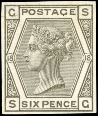 GB SG 147 1880 6d Plate 18 (abnormal) imperforate imprimatur
