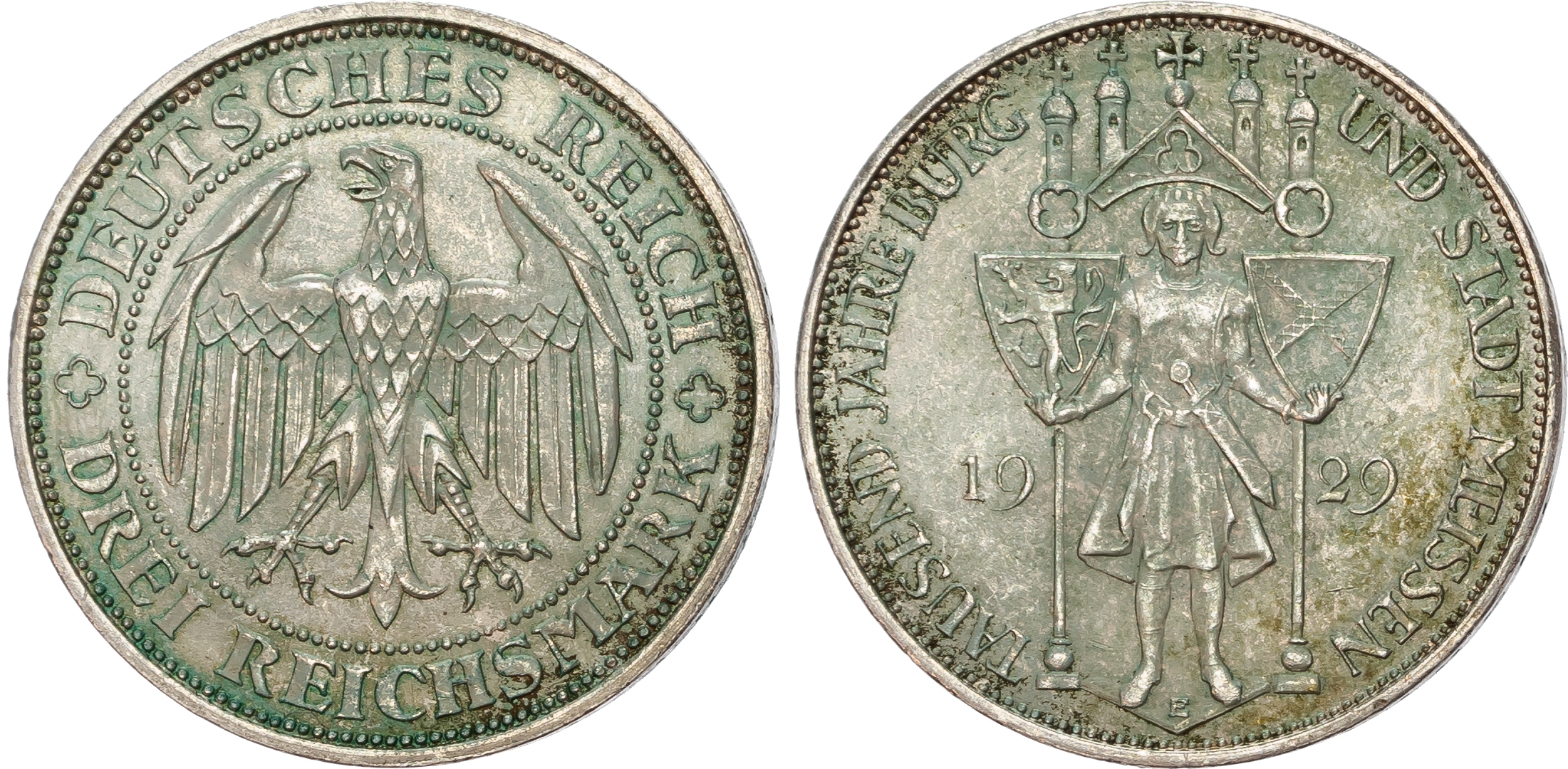 Germany, Weimar Republic (1913-1933), 1000th Anniversary of Meissen, silver 3 Reichsmark.