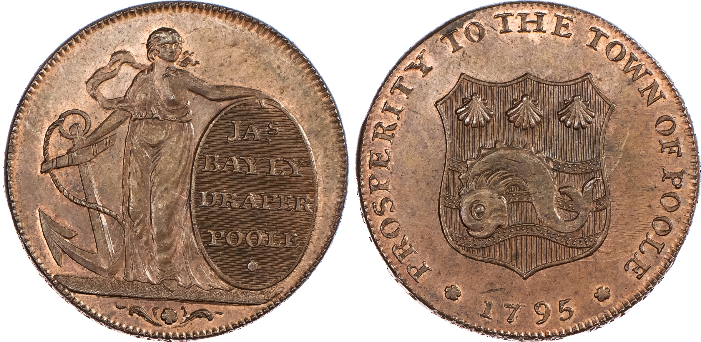 Poole James Bayly (draper) Halfpenny 1795,...