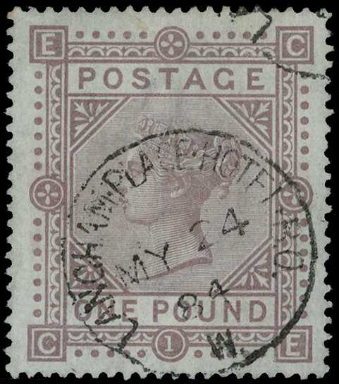 1867-83 Wmk Large Anchor £1 brown-lilac (CE)...