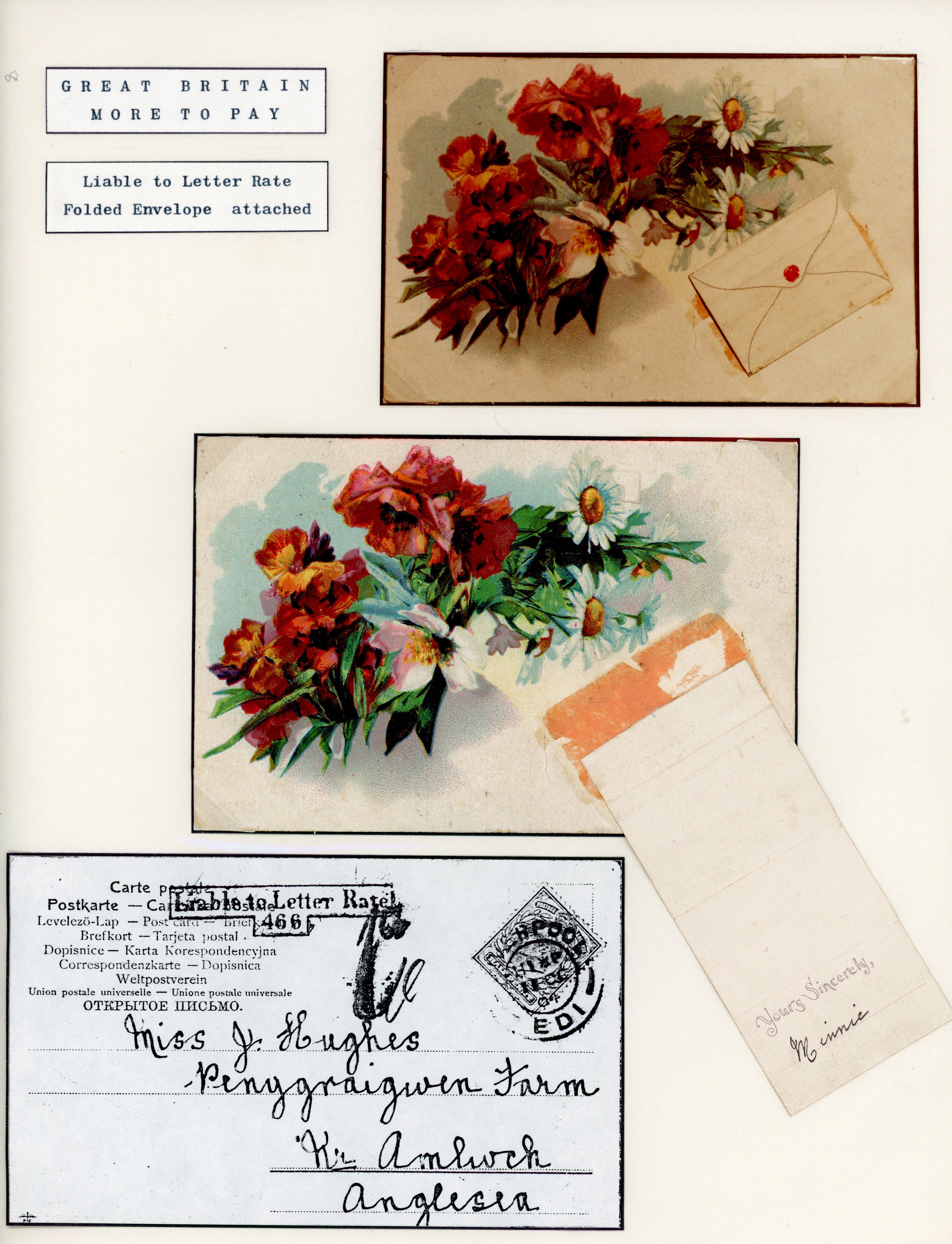 Great Britain 1904 novelty postcard with folded envelope attached