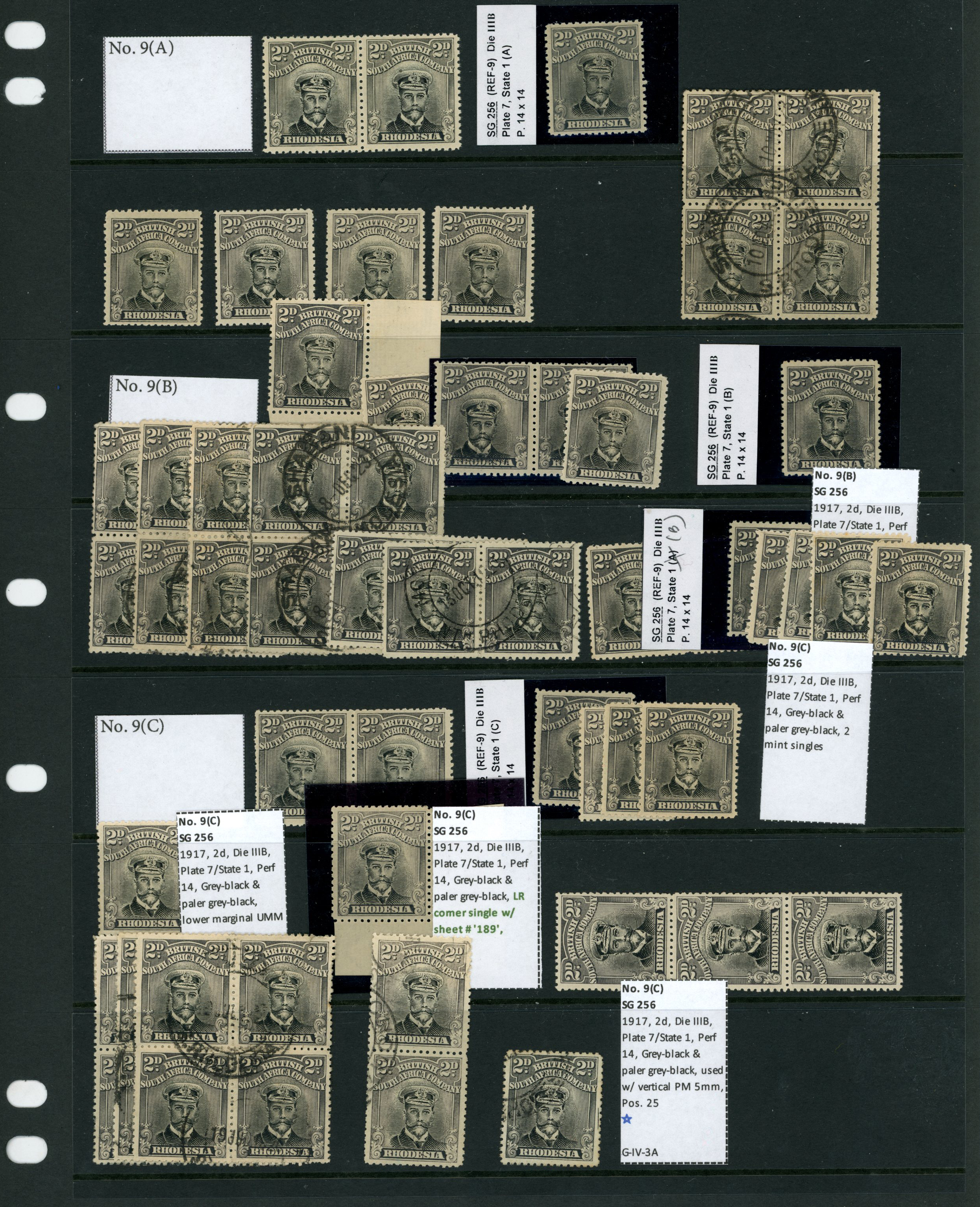 1918-21 2d Head Die IIIB, perf 14, toned...