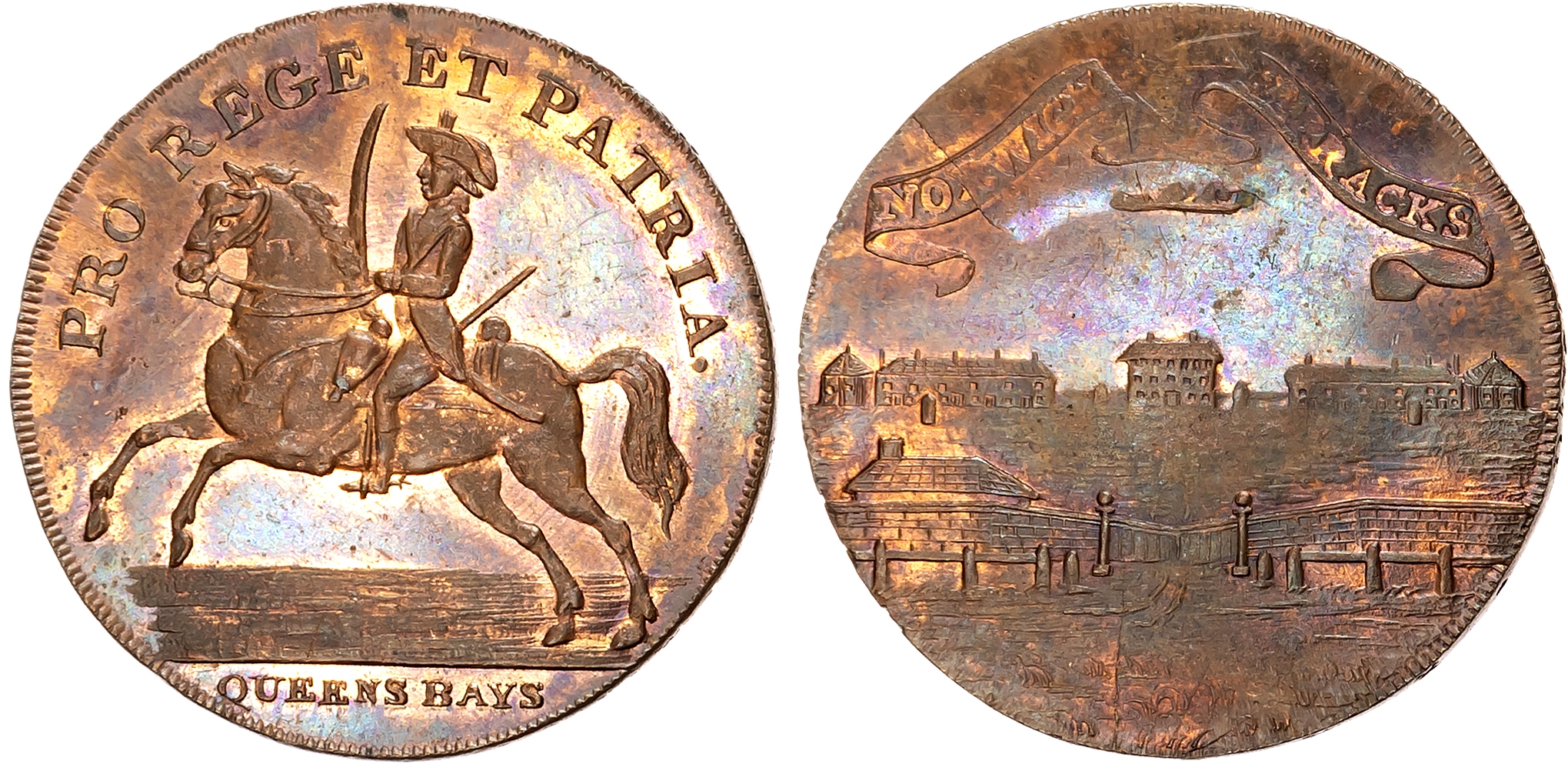 Norf. Norwich , John Rooks (carpenter and timber merchant) Halfpenny undated, Mounted dragoon of the Queen’s Bays, rev.  …