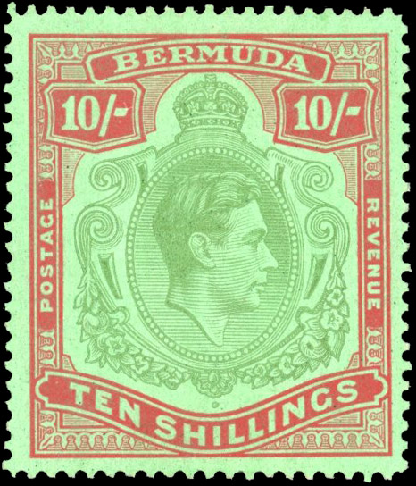Bermuda SG 119b 1938-53 10s line perf 14¼ unmounted