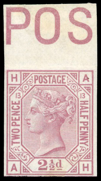 1876 2½d Rosy mauve Pl.13 (Wmk. Orb). Imprimatur