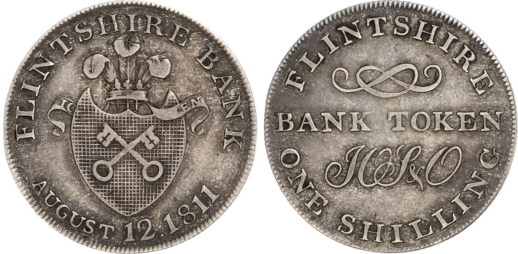 Wales, Flintshire. Flintshire Bank, silver shillings (2). 