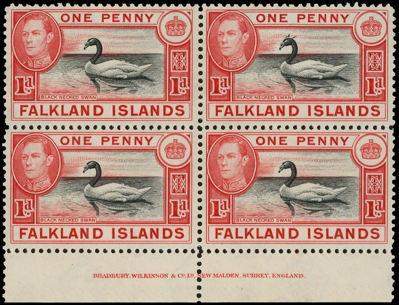 Falkland Islands SG 147 var block mint