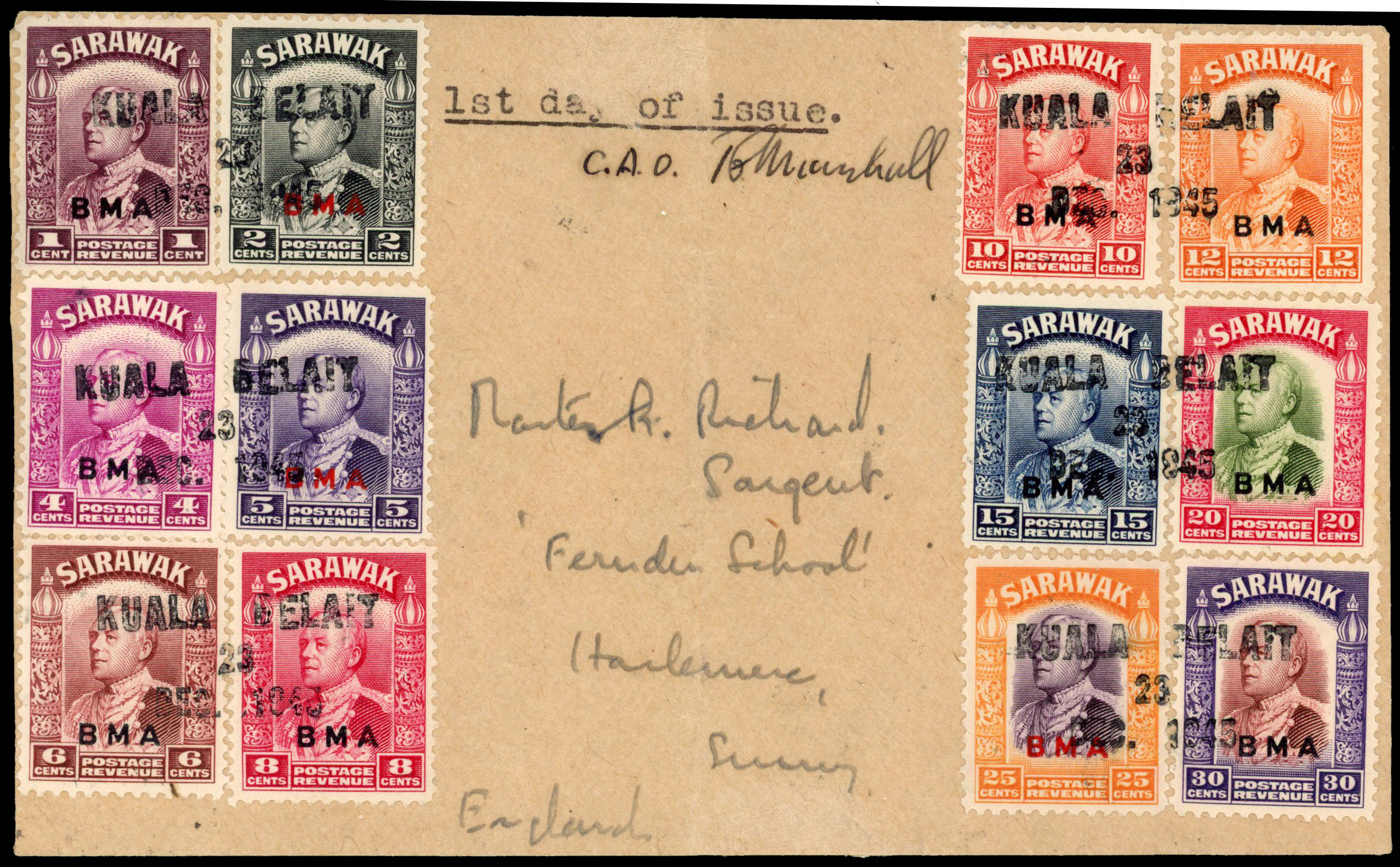 Sarawak SG 127a on cover