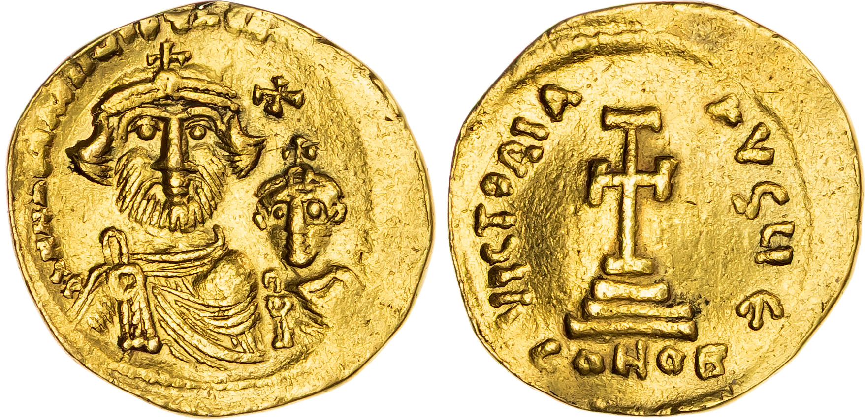 Heraclius, with Heraclius Constantine (AD 613-641) AV Solidus, Constantinople, AD 613-616, 4.38g.