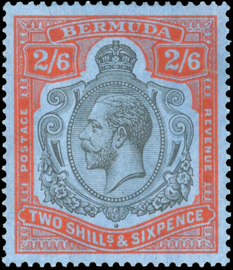 Bermuda 1924-32 2s6d from the July 1932 ptg, mint, SG 89k