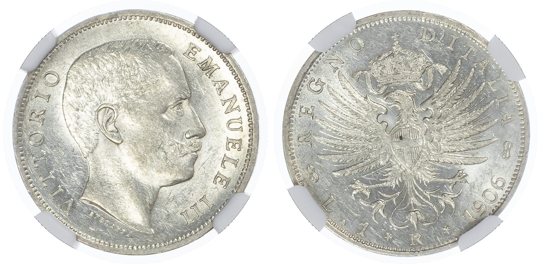 Italy. Vittorio Emanuele III AR Lire. 1906R. 