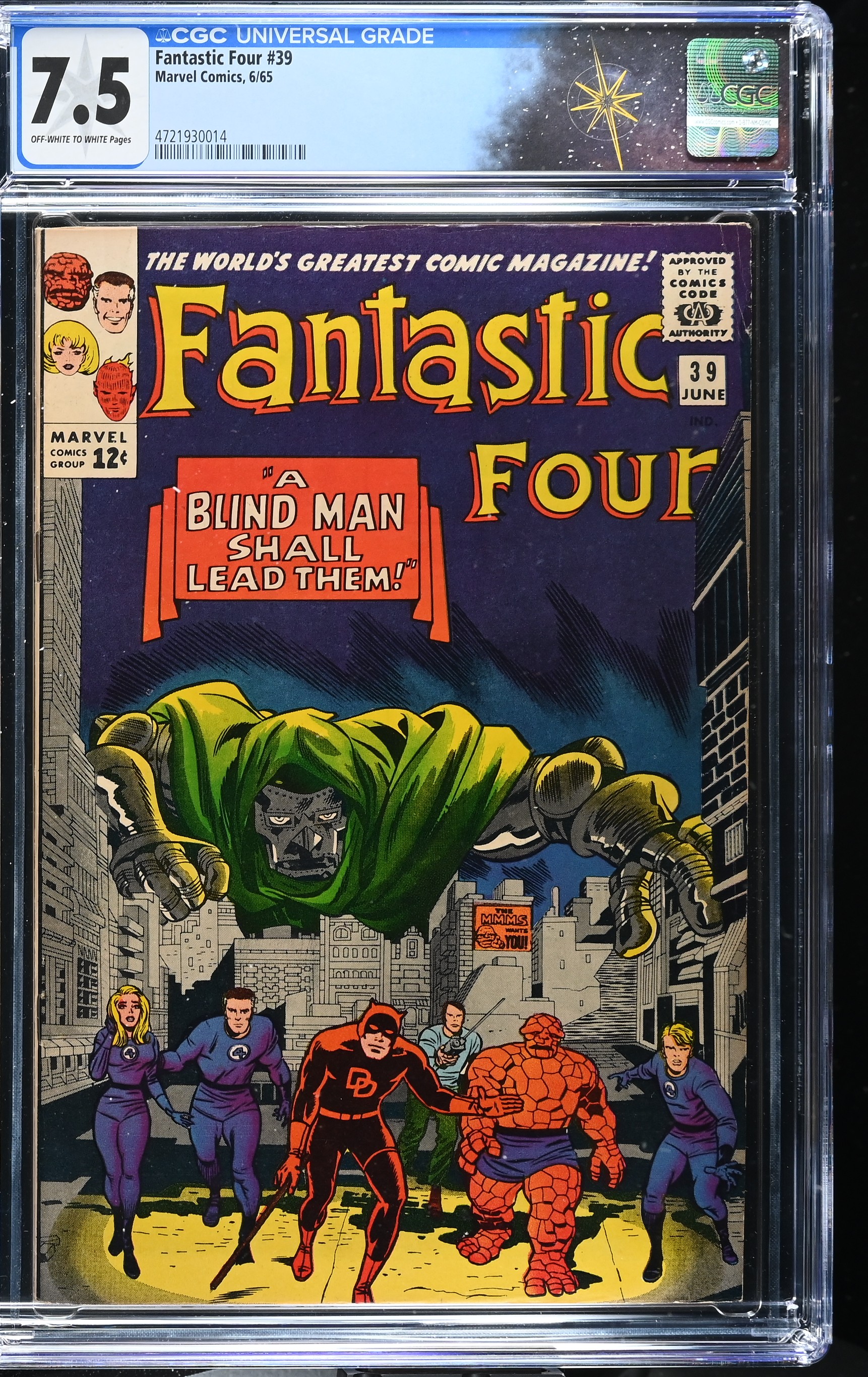Fantastic Four #39 CGC 7.5 Dr. Doom Cover “A Blind Man Shall Lead Them!” (Marvel Comics, 1965) Off-White to White Pages