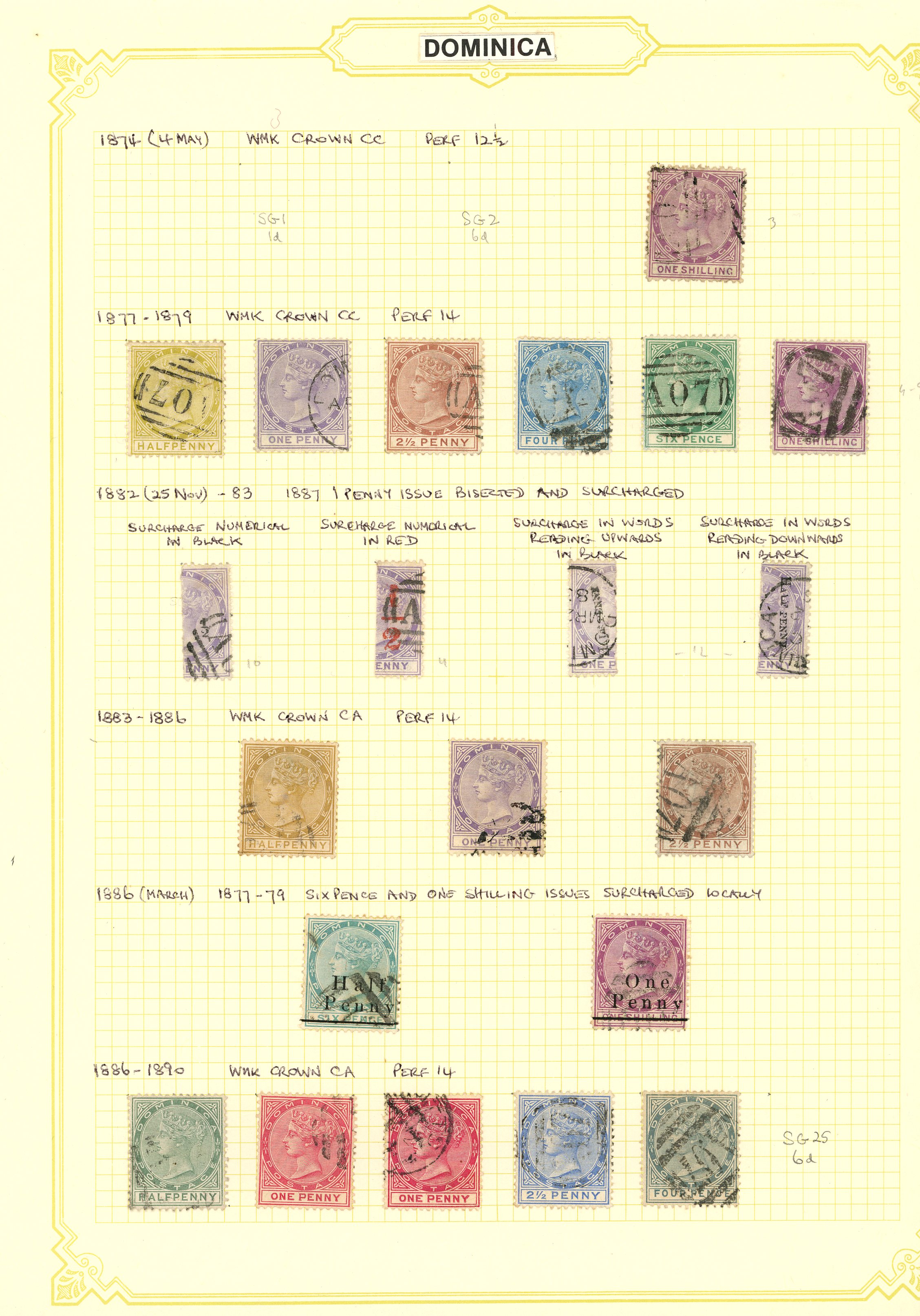 1874-1967 used collection (215) on leaves,...