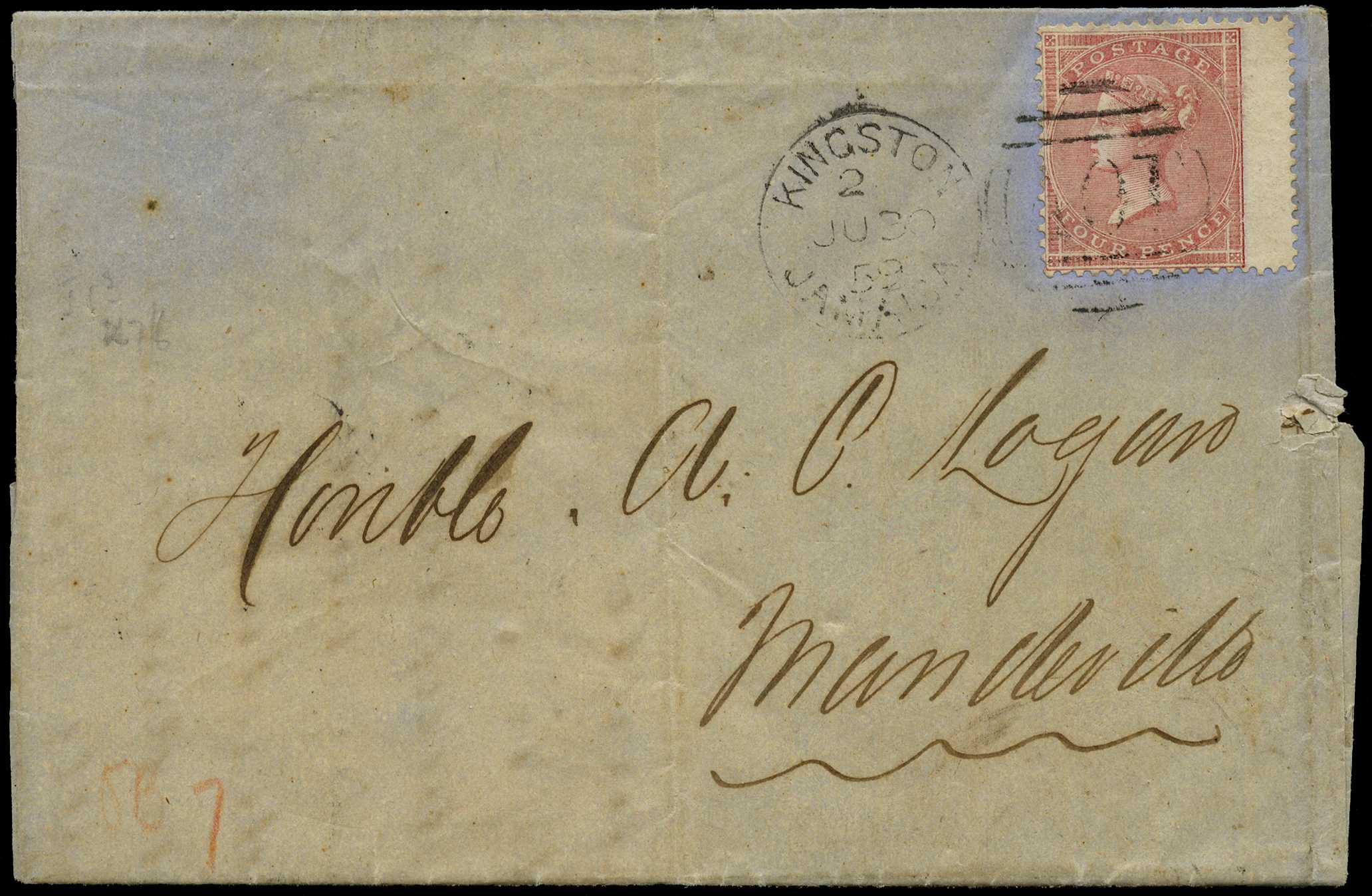 GB USED ABROAD: 1859 Local cover with...
