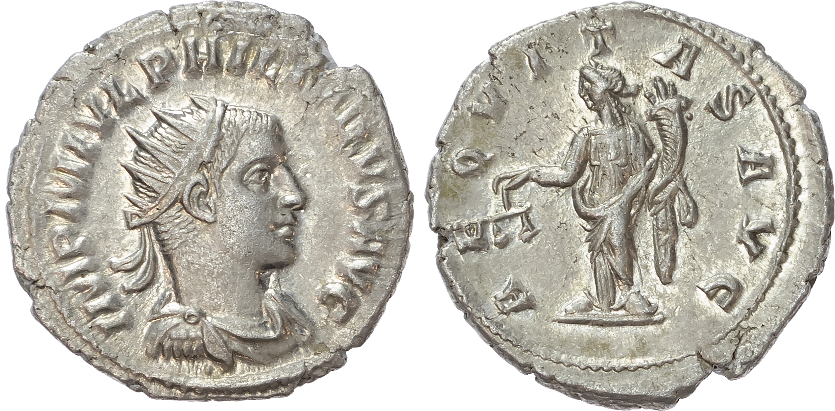 Philip II (AD 247-249) AR Antoninianus, Antioch, AD 247, 4.11g. 
