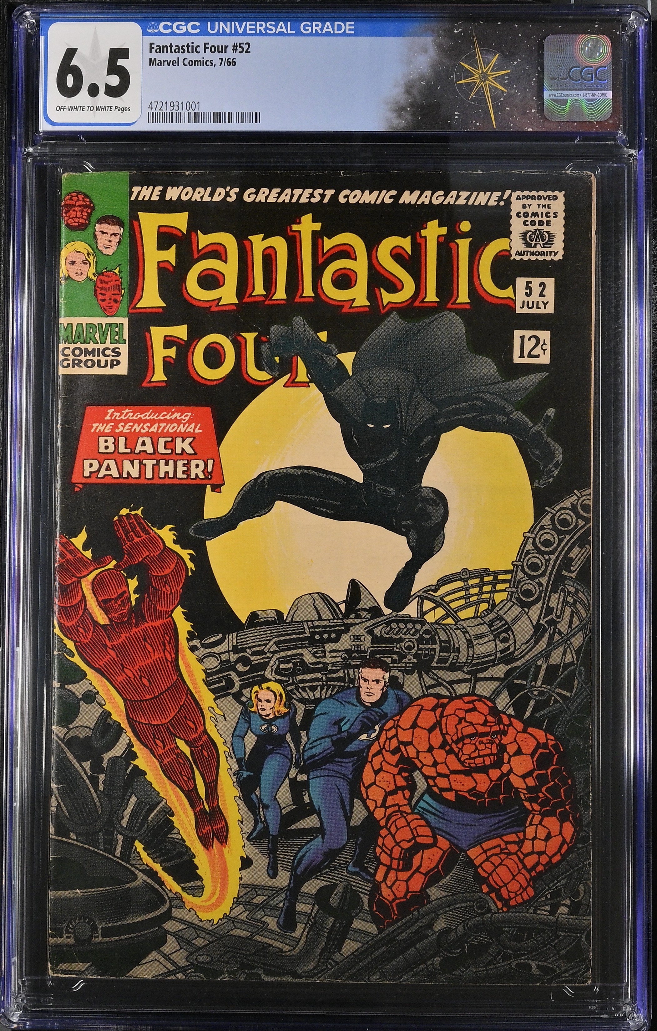 Fantastic Four #52 CGC 6.5 1st Appearance of Black Panther (T'Challa) (Marvel Comics, 1966) Off-White to White Pages