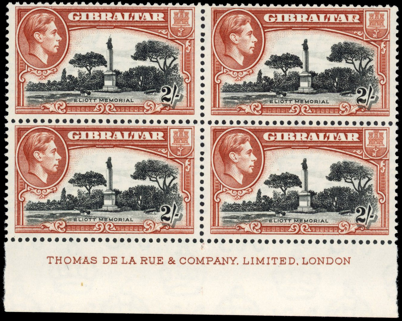 Gibraltar SG 128ba, bb imprint block mint