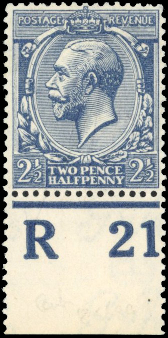 GB SG 373a 1912-24 2½d dull Prussian blue control single mint