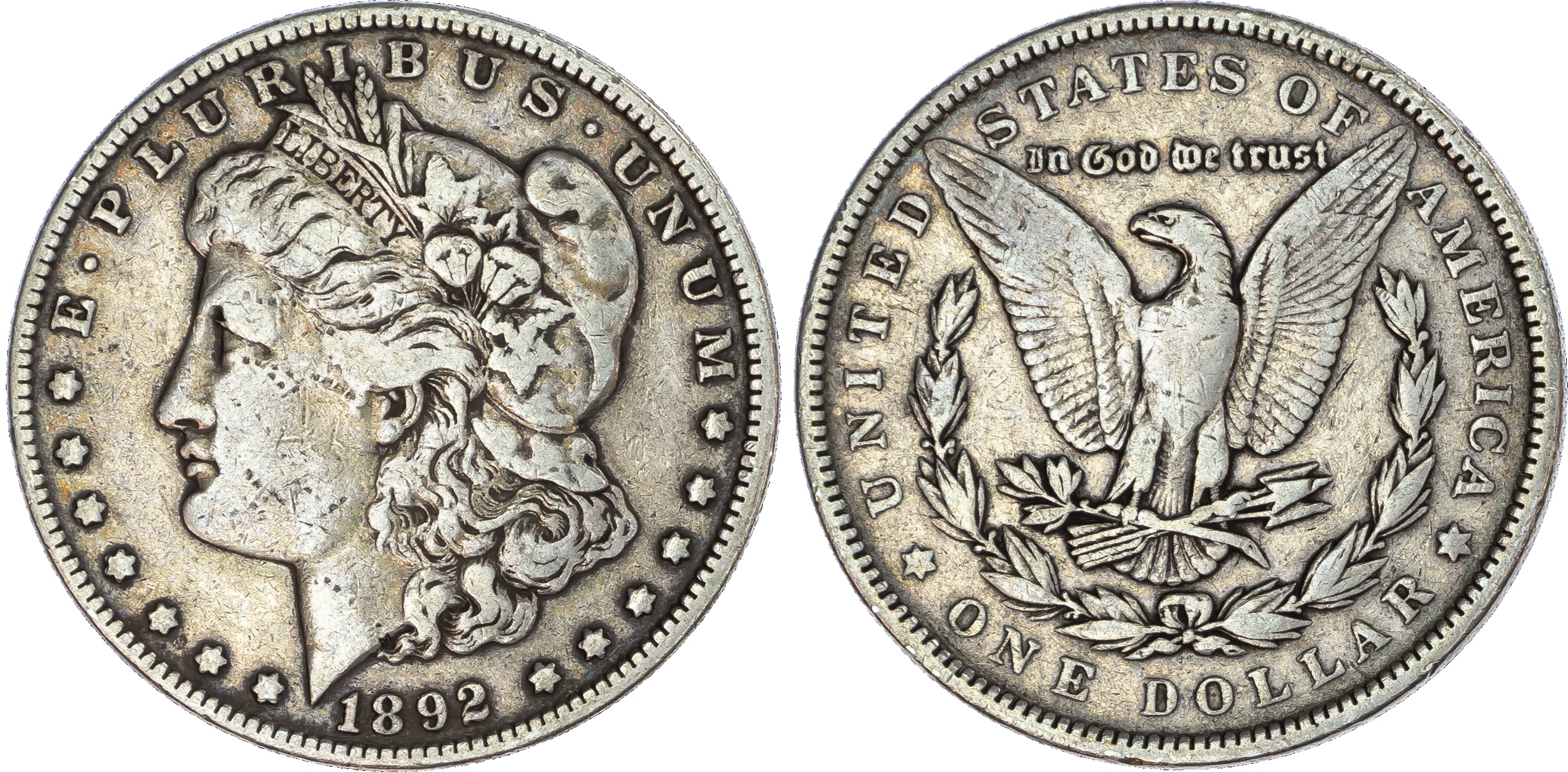 USA, silver Morgan Dollar, 1892, Philadelphia, 26.44g.