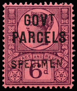 Great Britain 1887 6d Purple/rose-red (Govt.Parcels). Very fine unmounted o.g. example, overprinted "SPECIMEN" typ…