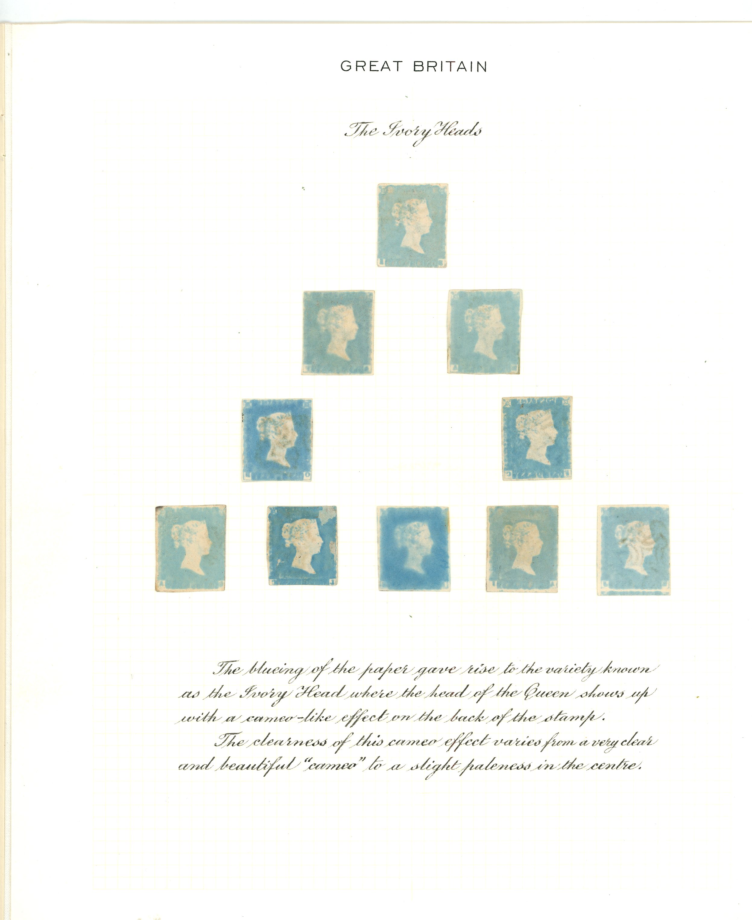 1841 1d Red-brown. A fine study of thirty two "Ivory Heads"