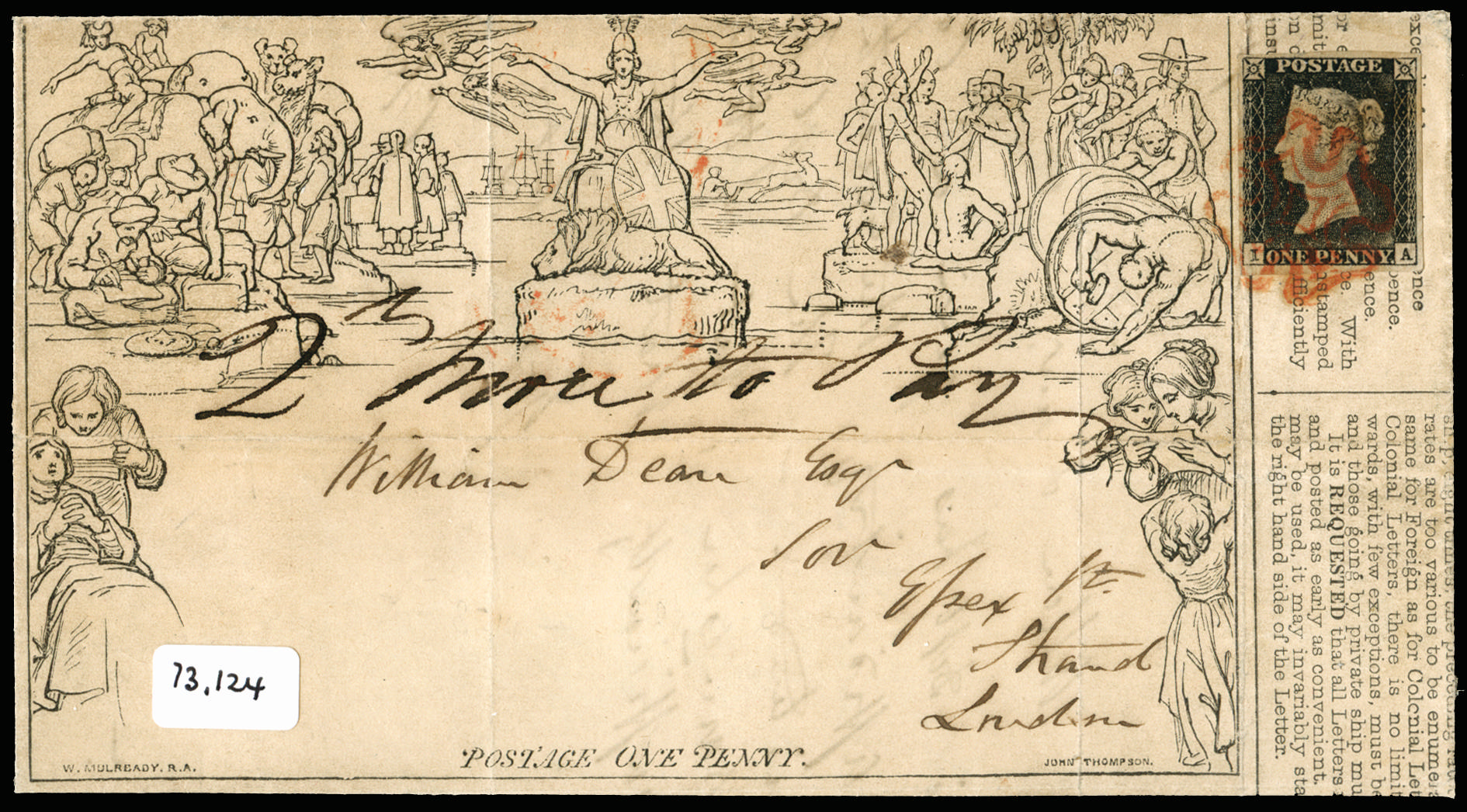 GB 1840 uprated 1d Mulready lettersheet