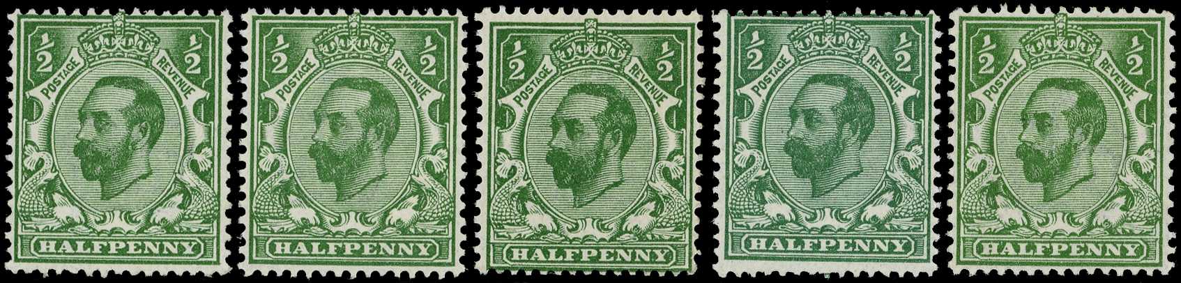1911 ½d Die A the five listed specialised...