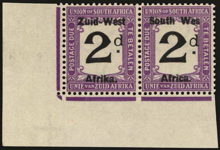 SWA SG D3a 1923 DLR 2d Due, variety "Wes" in corner pair (R10/2), u/m