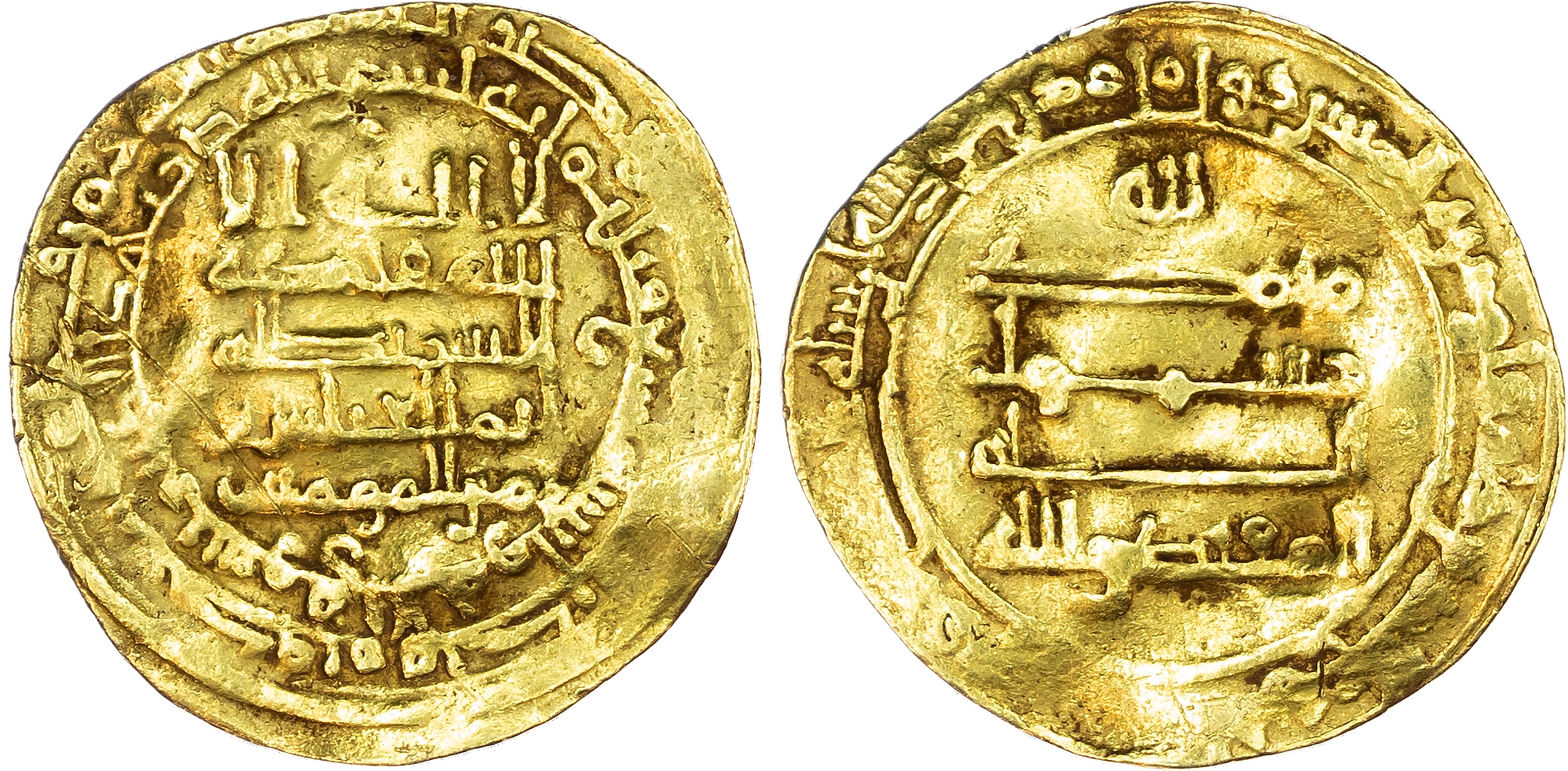 Abbasid, Al‑Muqtadir (AH 295‑320 / 908‑932 AD), gold Dinar, AH 309 / 921/2 AD, Suq al‑Ahwaz