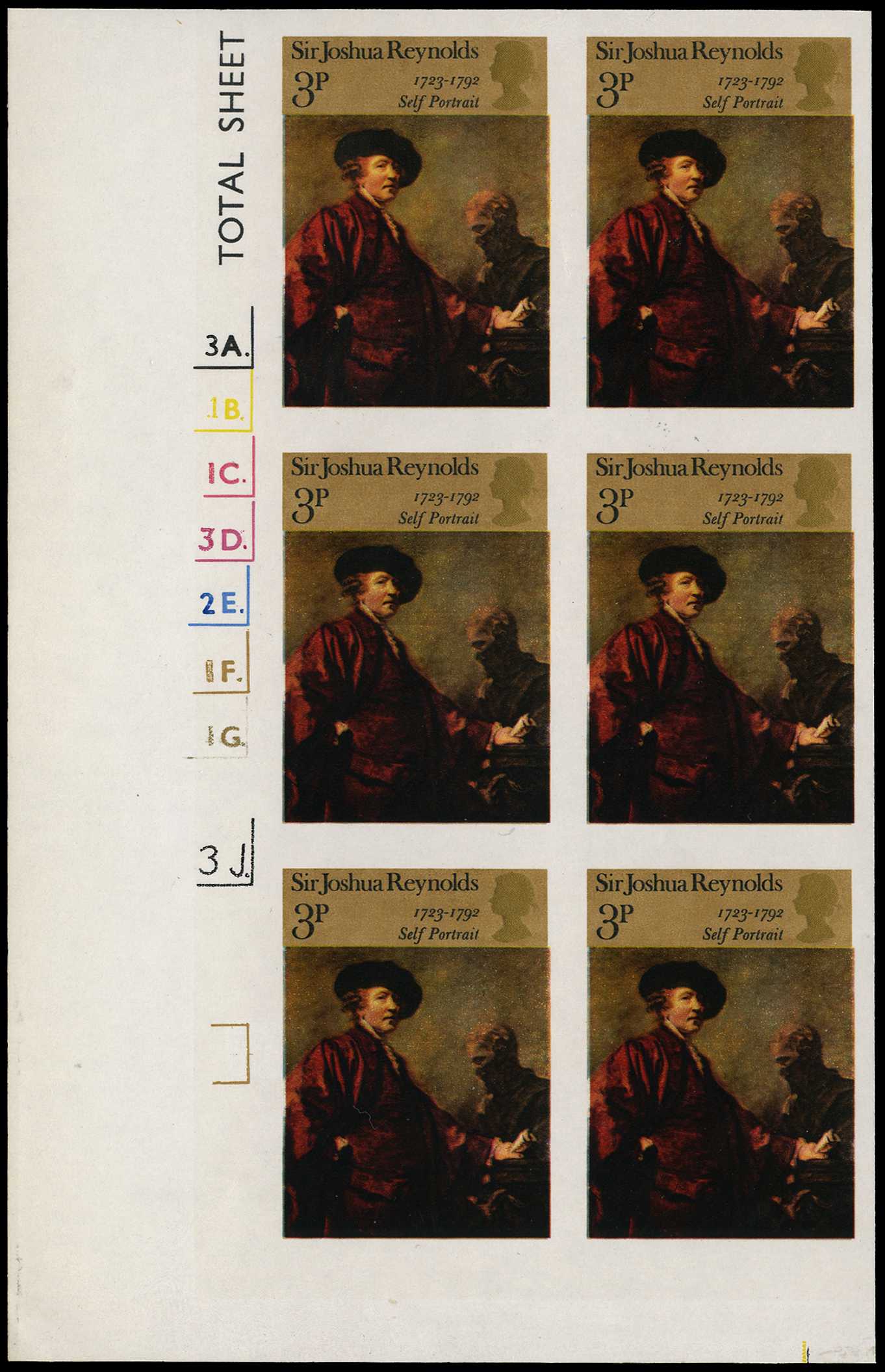GB 1973 British Paintings 3p imprimatur Cylinder block