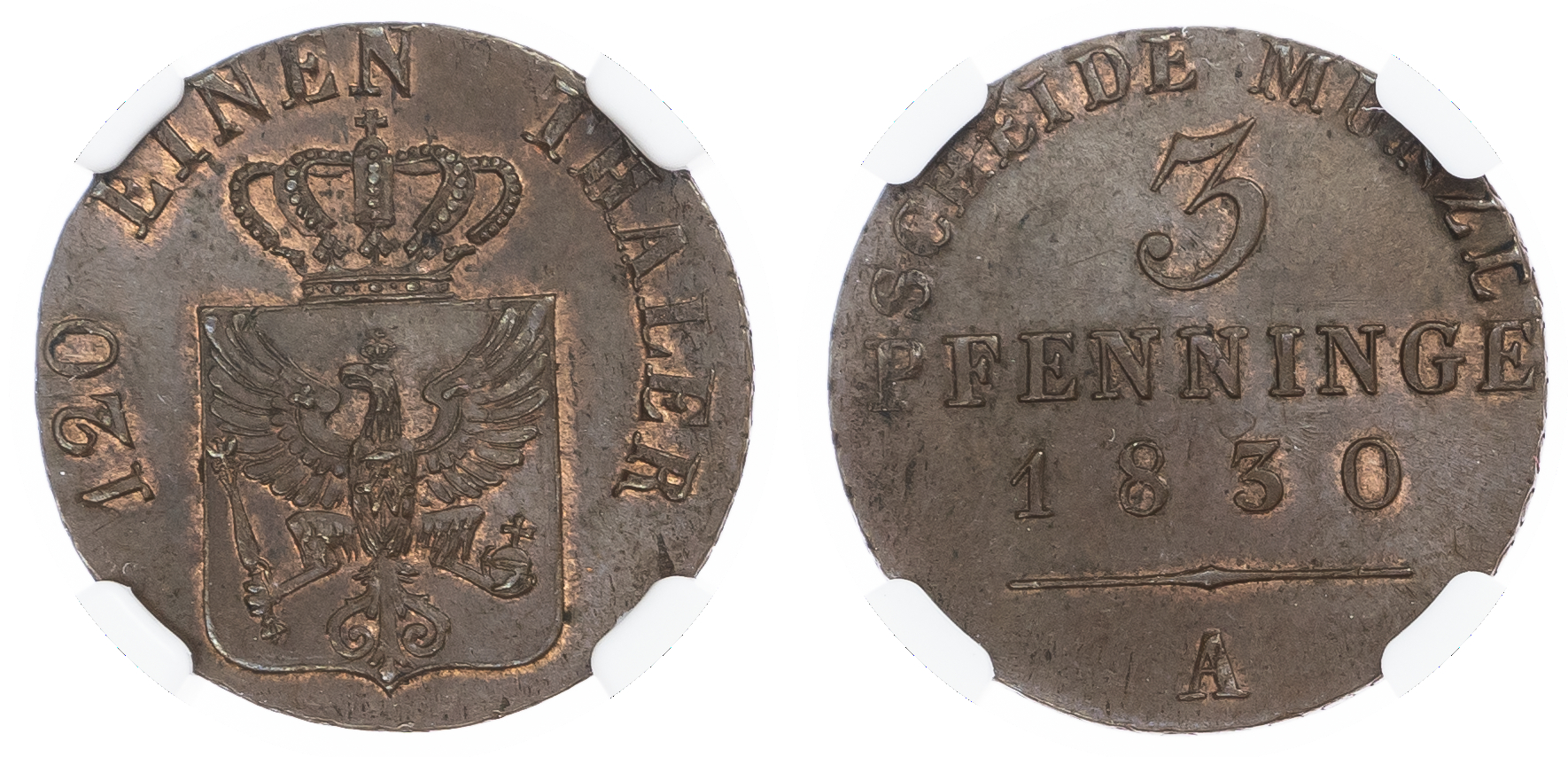 Germany, States. Prussia CU 3 Pfenninge. 1830A.