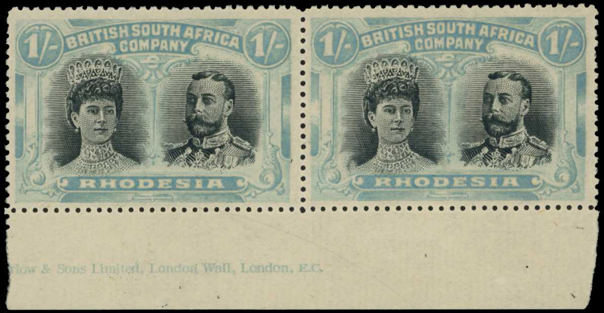 1910-13 1/- 'black and pale turquoise blue'...