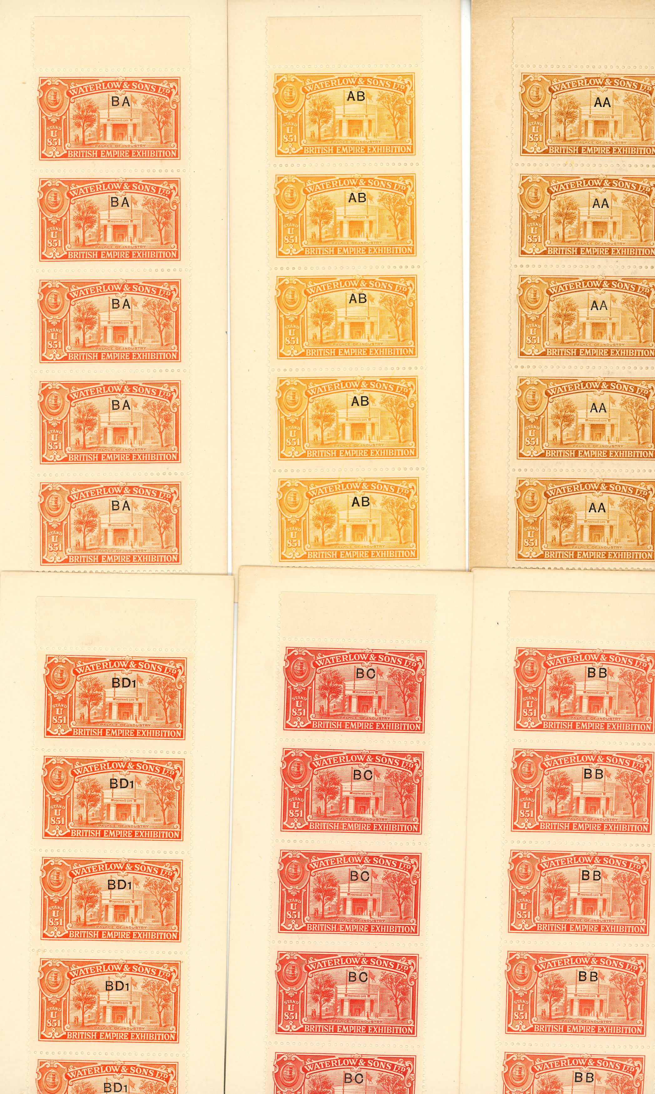 Waterlow & Sons Limited advertising labels produced for the British Empire Exhibition in 1925 (Stand U851)