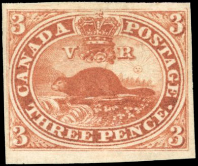 Canada SG 5 1852-57 3d red beaver unused