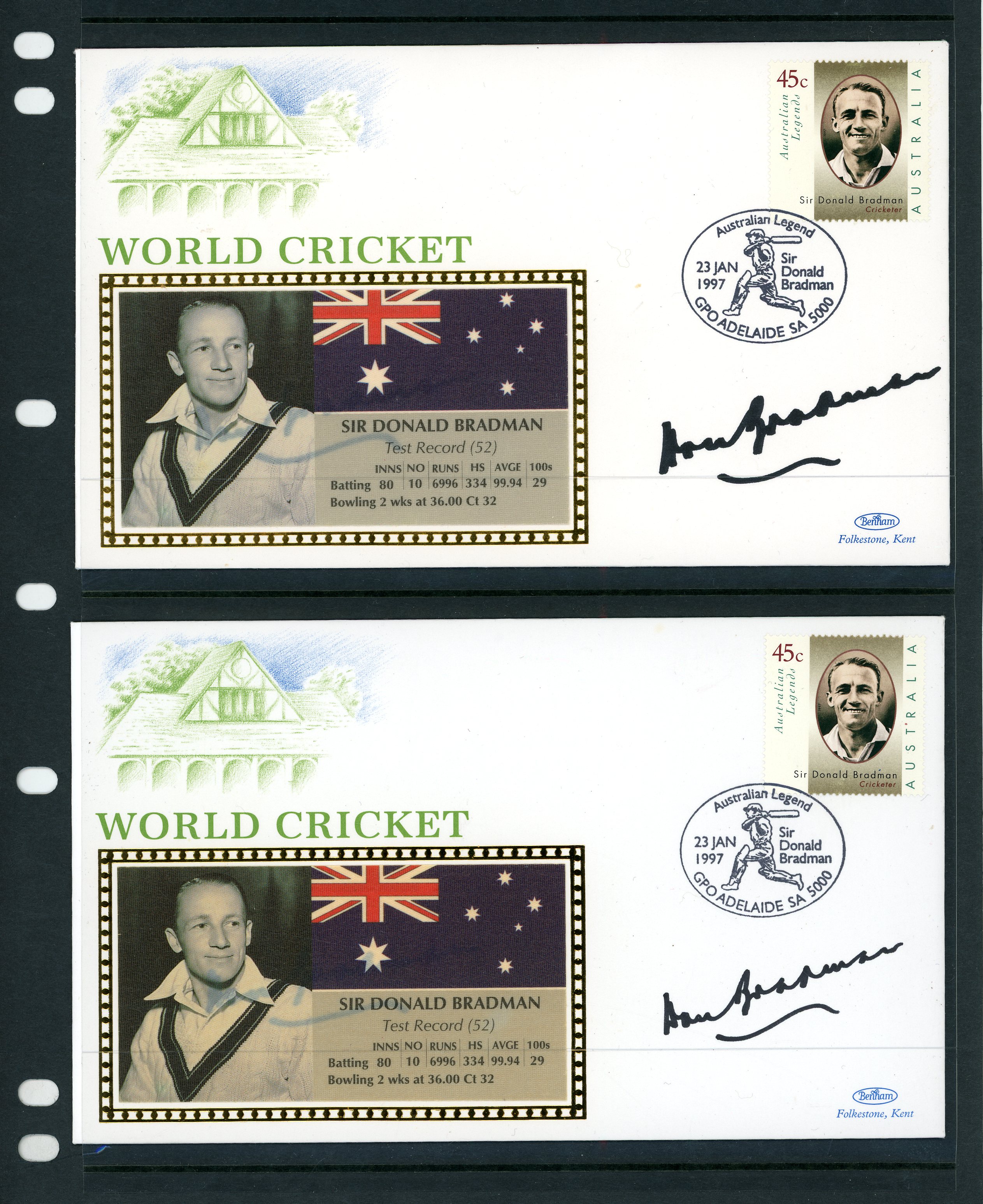 GB/AUSTRALIA: Cricket signatures thematic on FDCs.