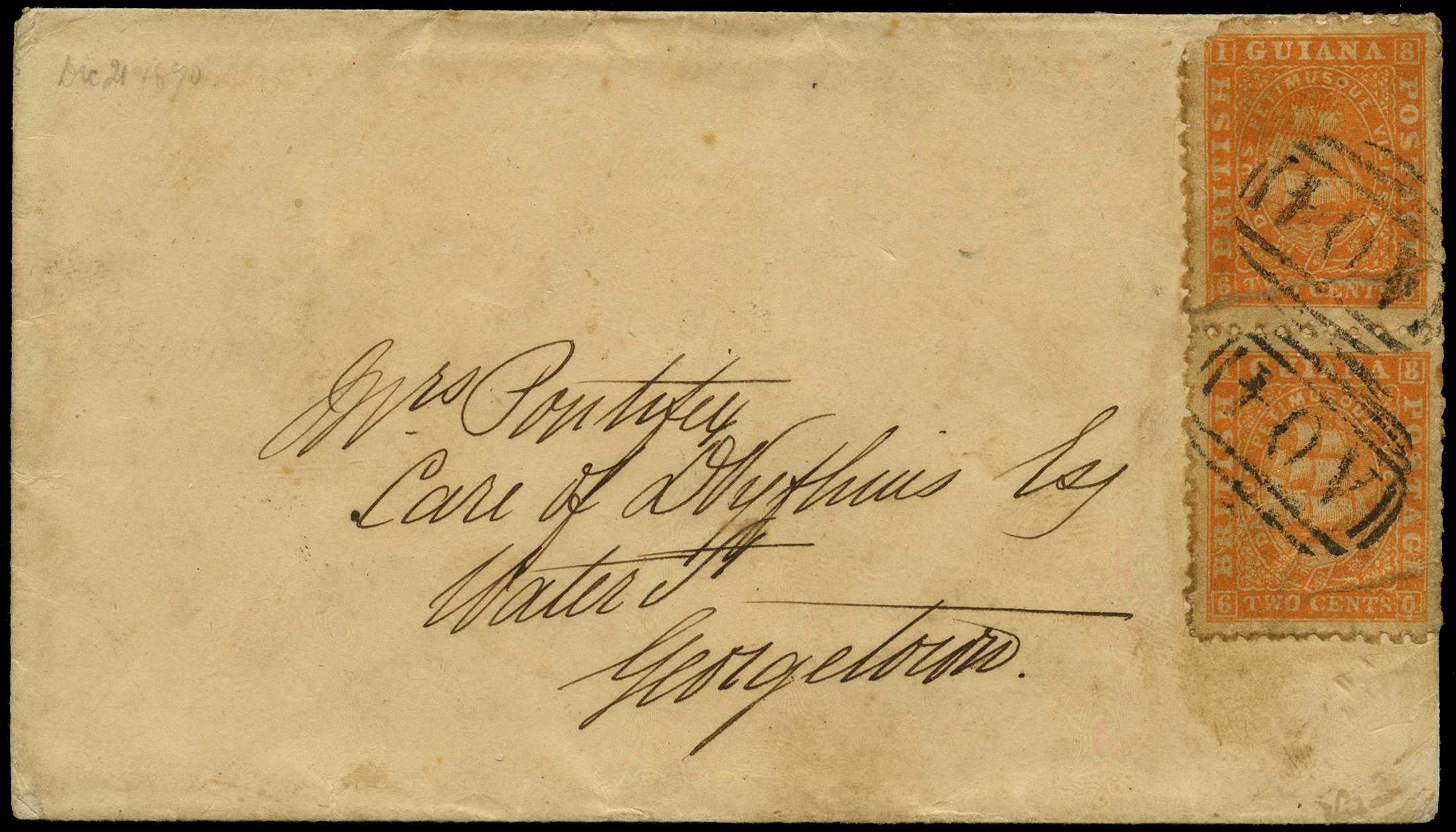 POSTAL HISTORY: 1870 local cover from Berbice...