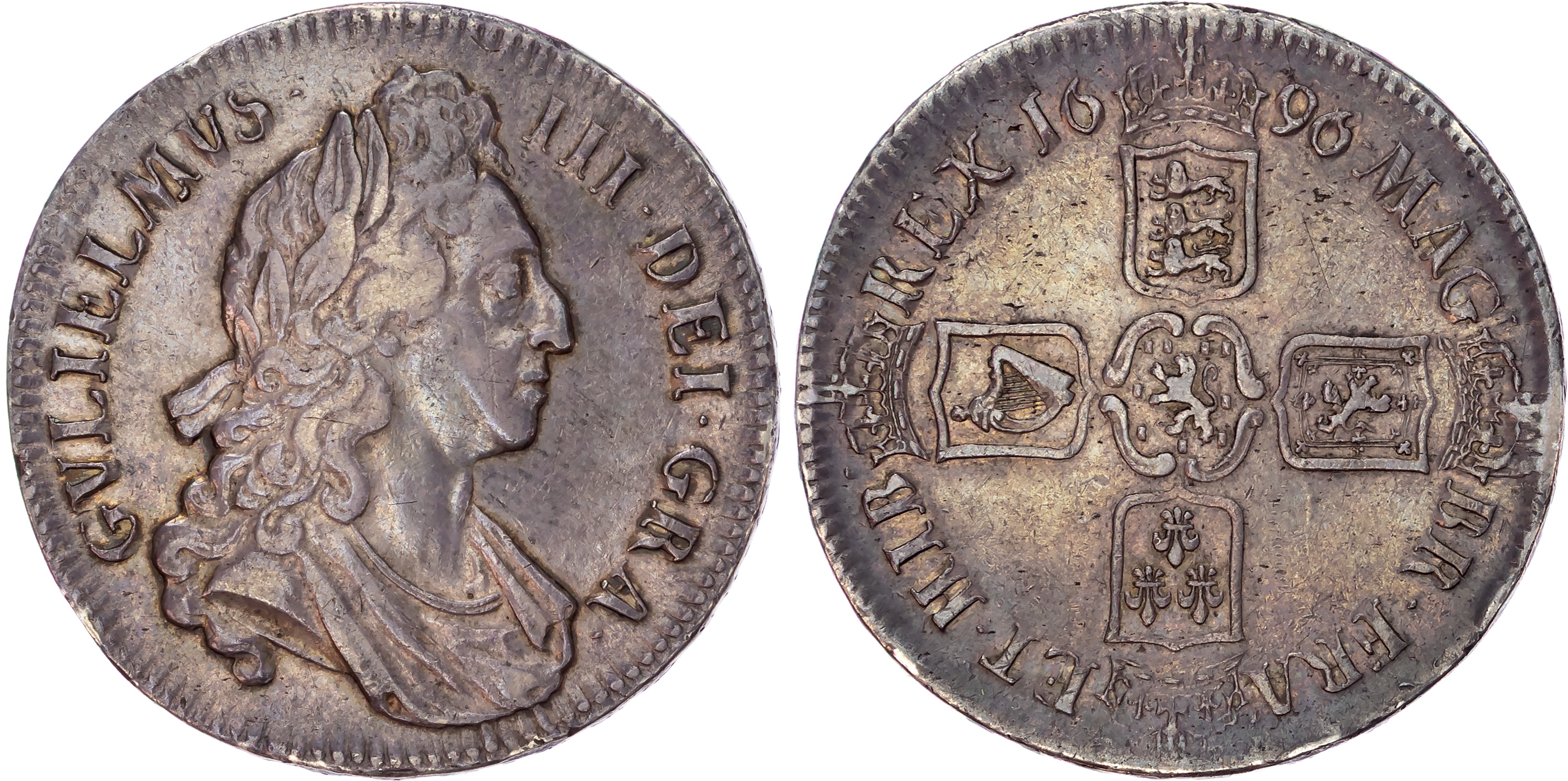 William III (1694‑1702), AR Crown, 1696, OCTAVO.