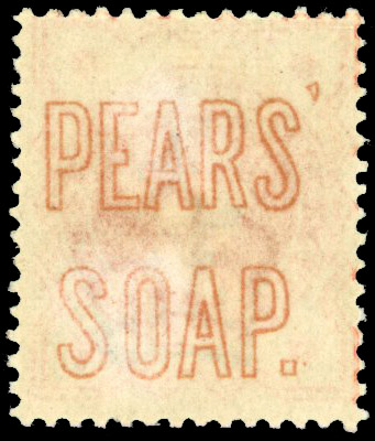 1887-92 ½d vermillion with “PEARS' SOAP.” advertisement on back in orange