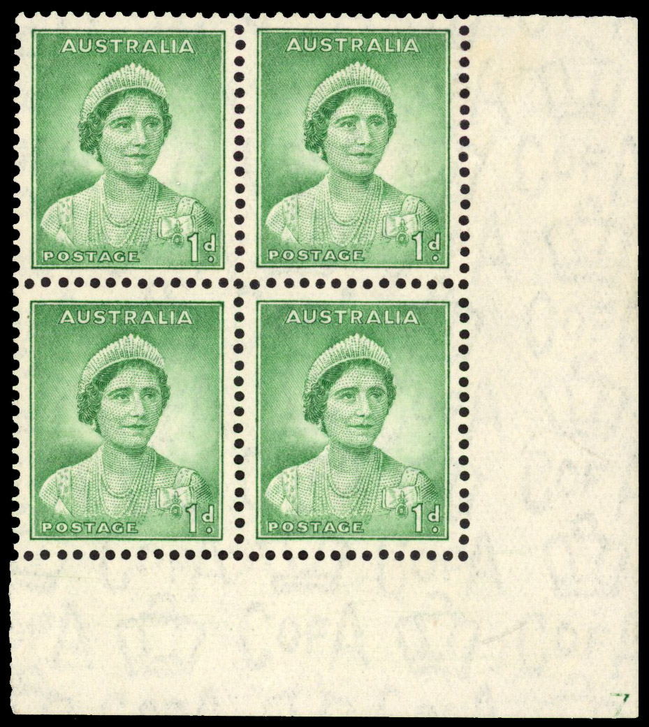 Australia SG 165 Plate 7 block mint