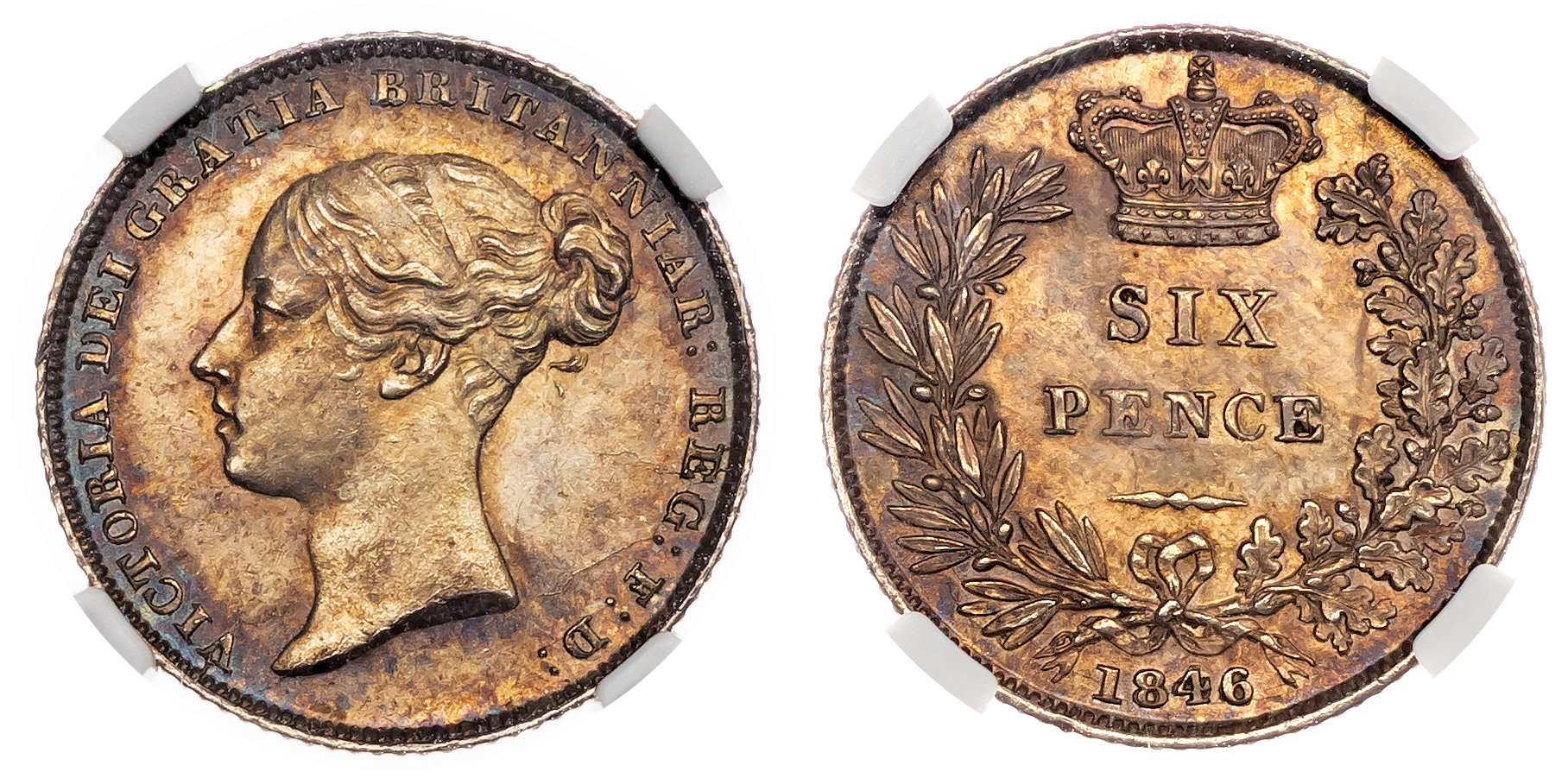 Victoria (1837-1901), Sixpence, 1846, Type A1. NGC MS63