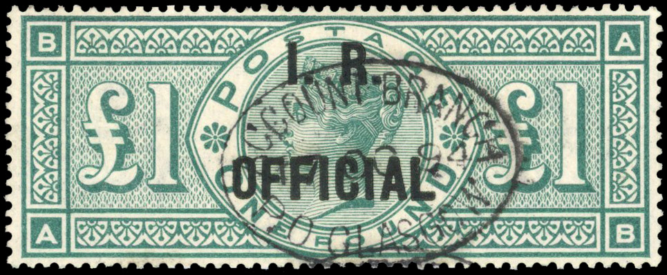 Great Britain SG O16 £1 green I.R. Official used 