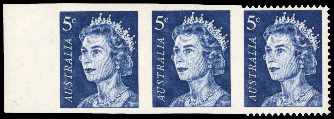 SG 386cb imperf strip of three 