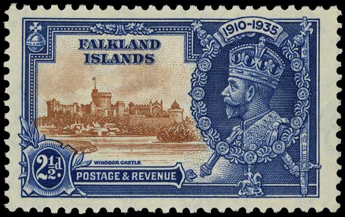 1935 2½d brown and deep blue Silver...