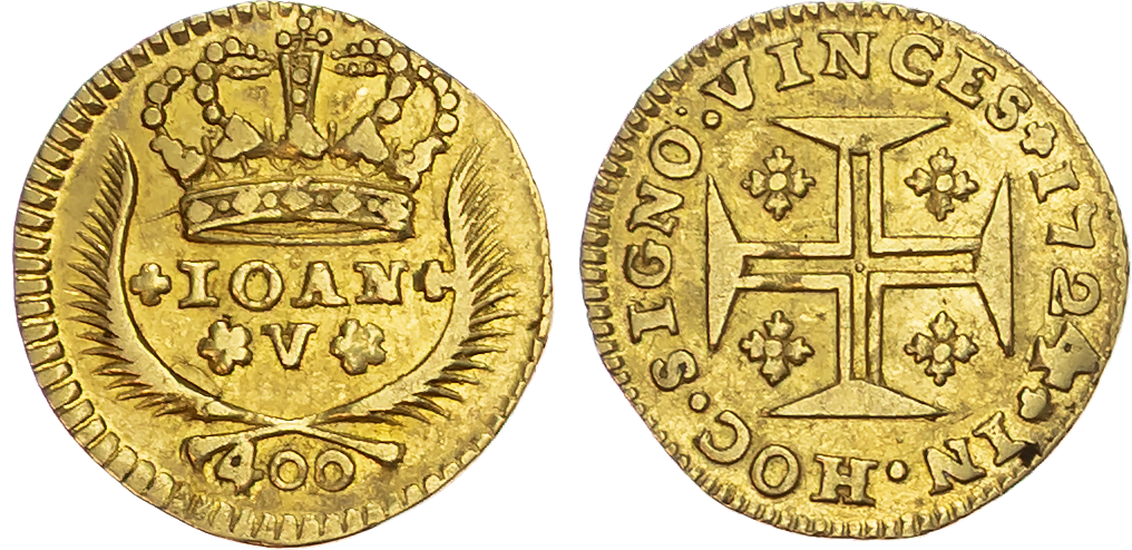 Portugal, João V (1706-1750), gold 400 Reis, 1724/3