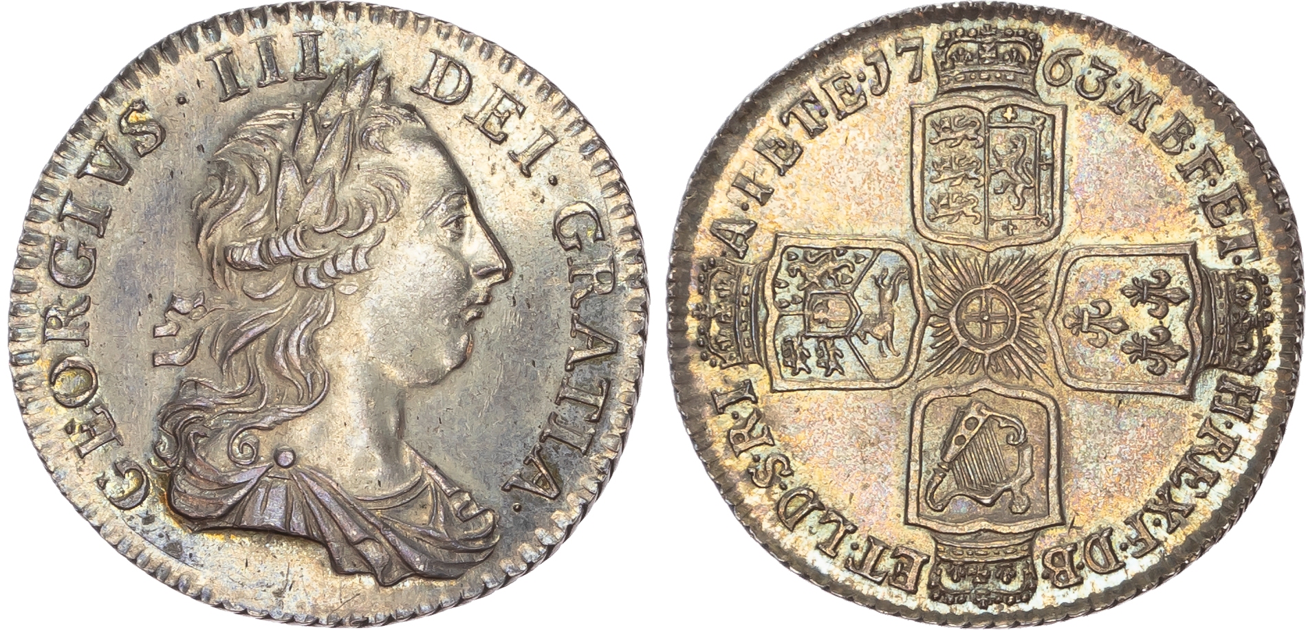 George III (1760-1820) ‘Northumberland’ Shilling, 1763, early coinages.