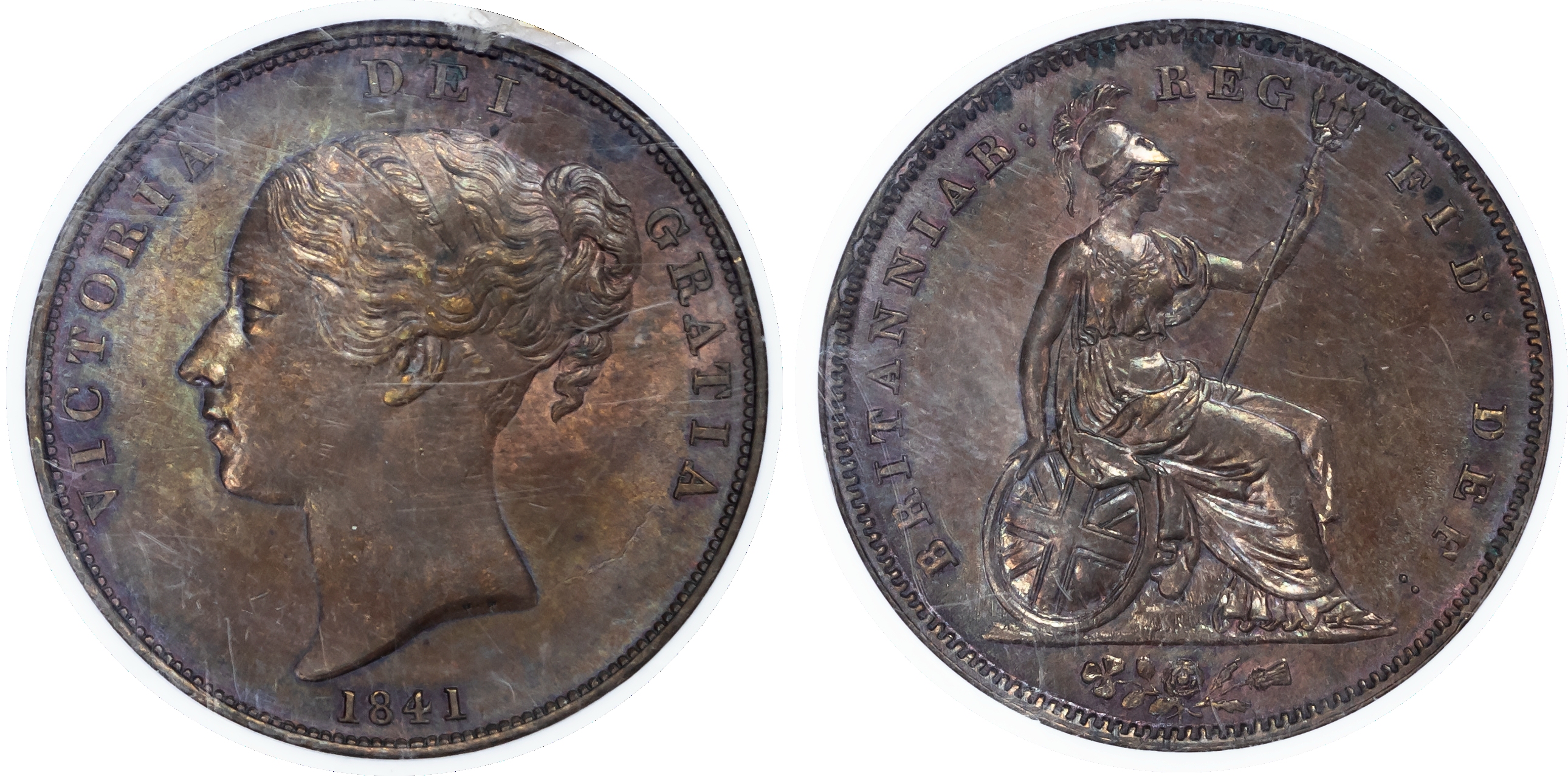 Victoria (1838-1901), Penny, 1841. NGC MS64 BN