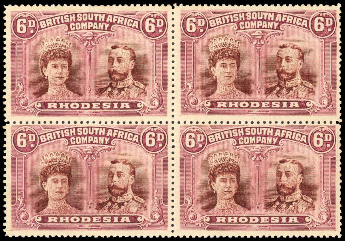 Rhodesia 1910-13 6d purple-brown and brown-purple perf 15