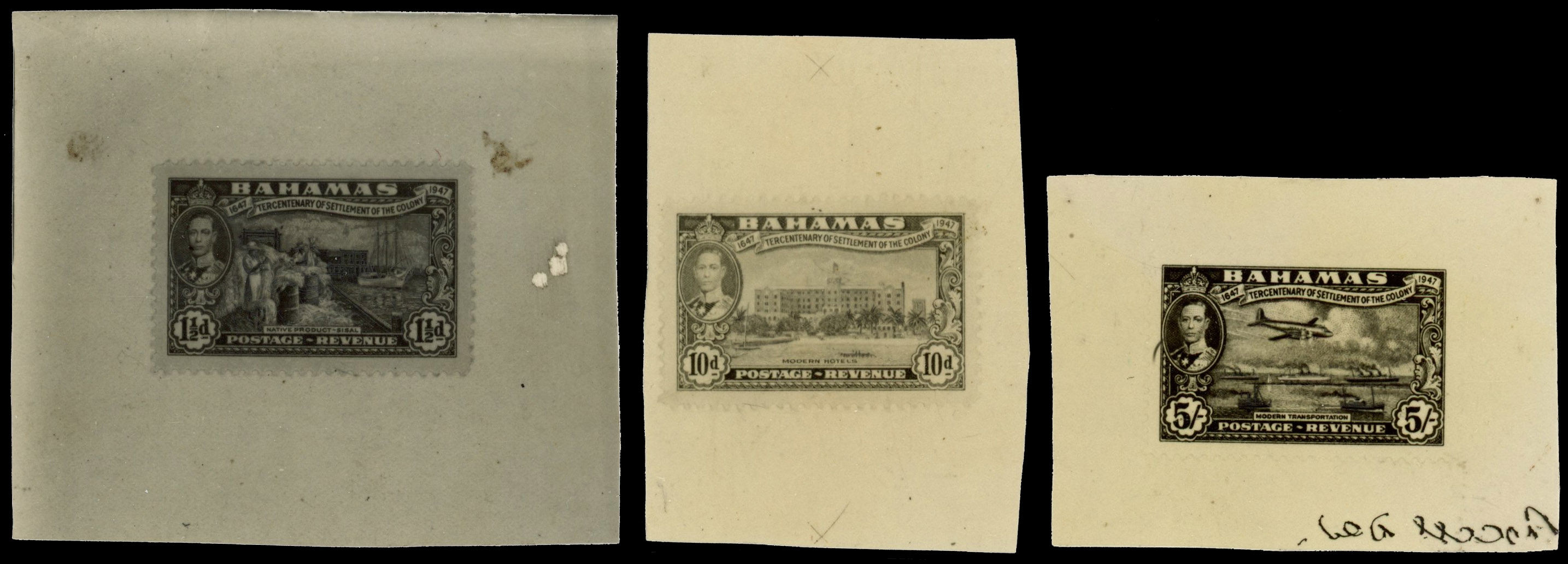 Bahamas SG 180, 187, 190 1948 acetates